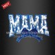 Blue Letters MAMA Chenille Iron On Patches with Cheer Bow Sequin