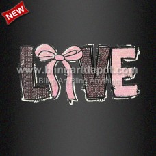 LOVE Bow Sequin Iron On Patch