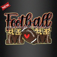 Football MOM Chenille Glitter Iron On Patch