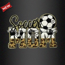 Soccer MOM Chenille Glitter Iron On Patch