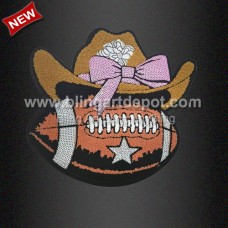 Football Chenille & Sequin Iron On Patch