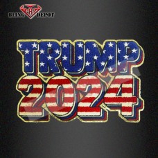 Iron on Chenille Glitter Patch Trump 2024 for T Shirt