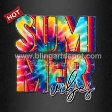 DTF White Ink Summer Vibes Tie Die Plastisol Transfer for Hoodie