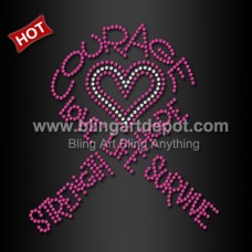 Breast Cancer Rhinestone Transfers Love Life Survive Strength Hope