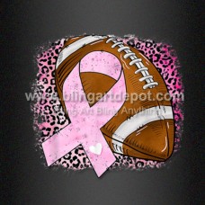 Pink Ribbon Football Heat Printable DTF Transfer